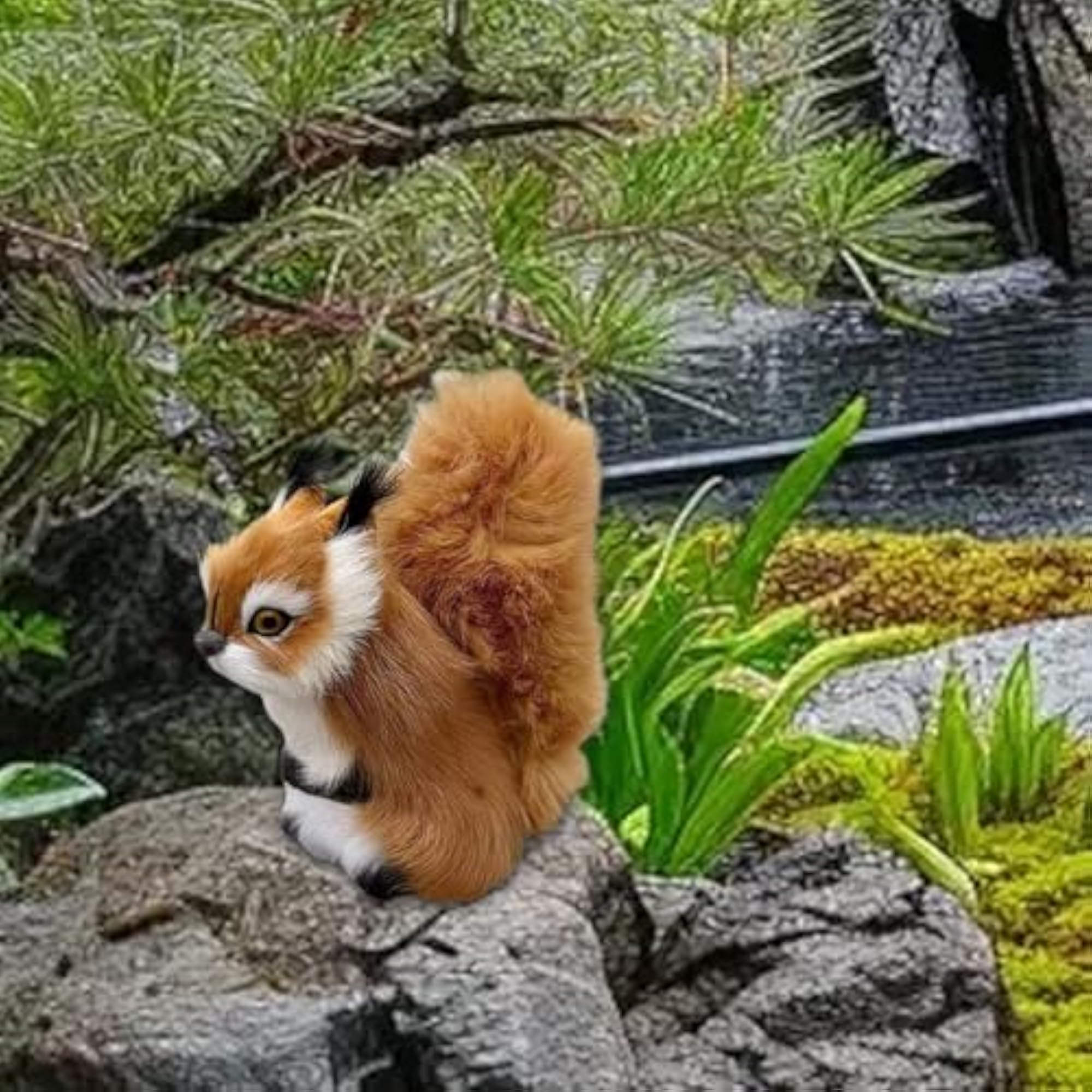 Squirrel Statue Garden Figurine, Plush Animal Decor